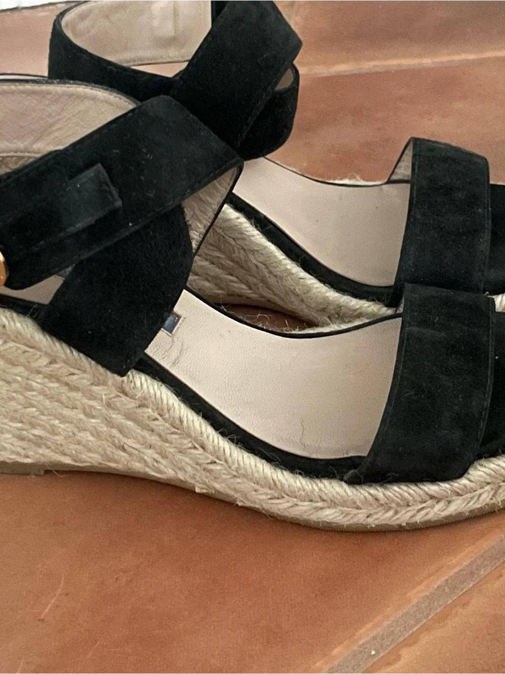 Stuart Weitzman Black Suede Espadrille Wedge - Picture 3 of 8